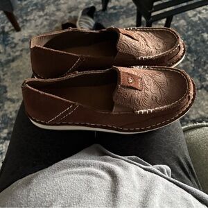 Ariat Brown Embossed Slip-On Flats